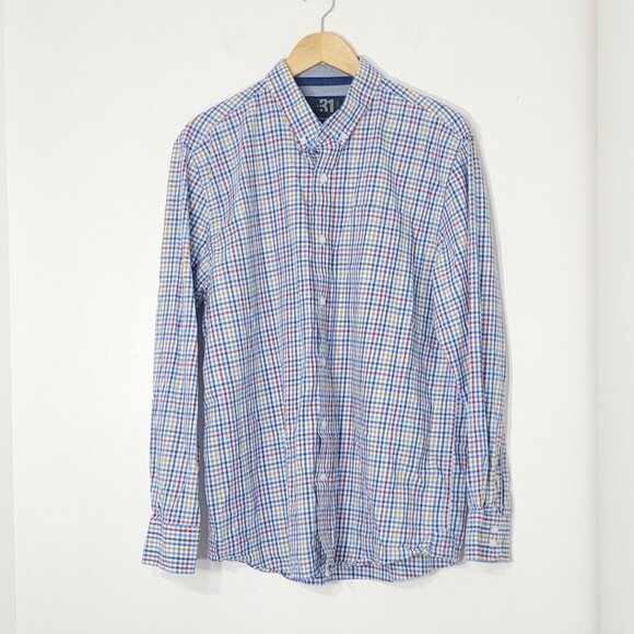Simons Men's Multi Checkered 100% Cotton Casual Button Down Shirt Pocket Size XL - Picture 1 of 11